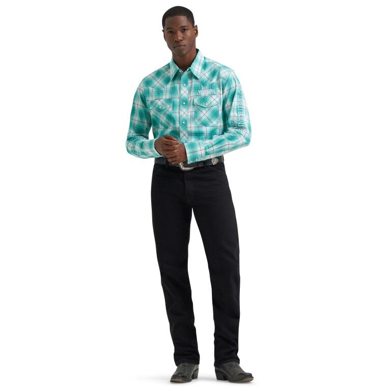 Wrangler Men's Long Sleeve Logo Snap Shirt