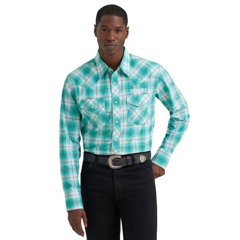 Wrangler Men's Long Sleeve Logo Snap Shirt