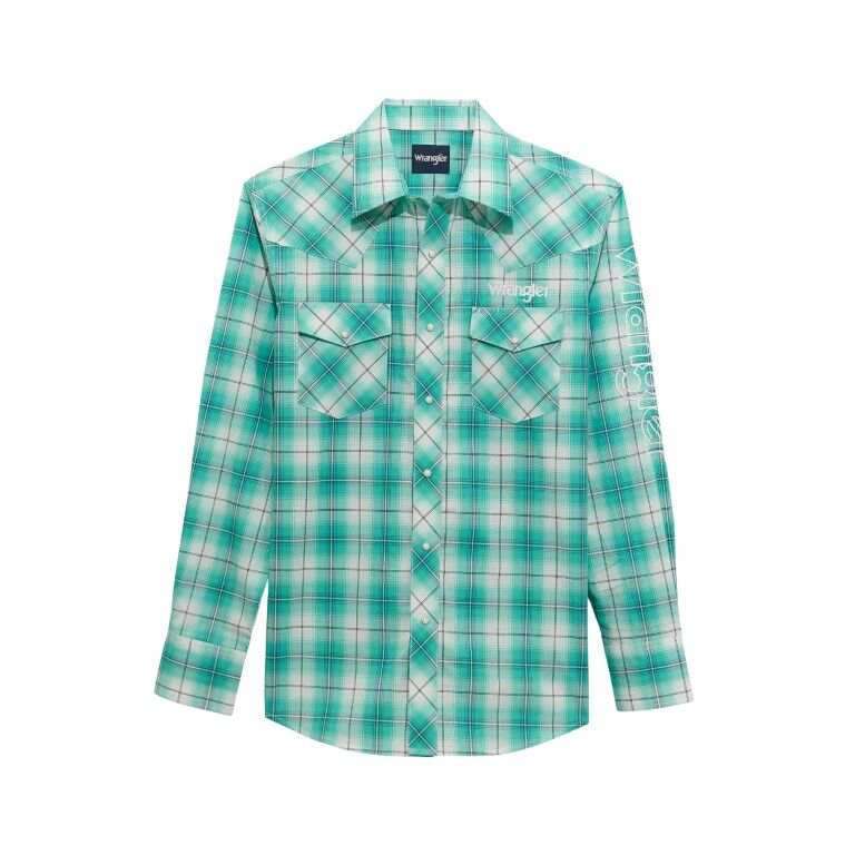 Wrangler Men's Long Sleeve Logo Snap Shirt