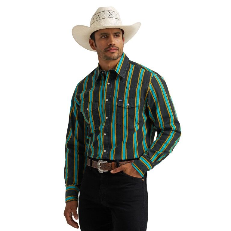 Wrangler Men's Vintage-Inspired Brushpopper Western Snap Shirt
