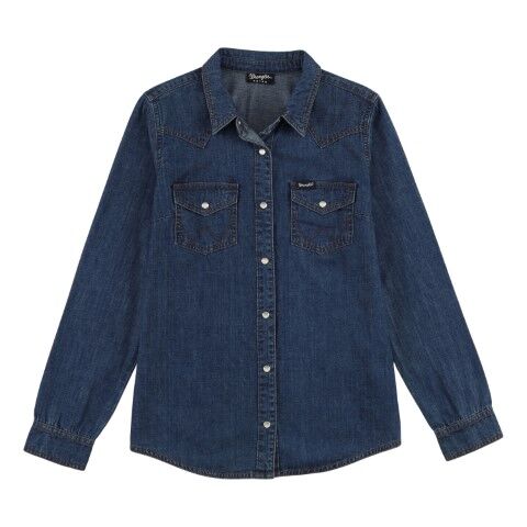 Wrangler Women's Western Fashion Top in Dark Denim