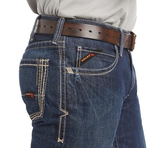 Ariat Men's FR M4 Relaxed Boundary Boot Cut Jean in Shale