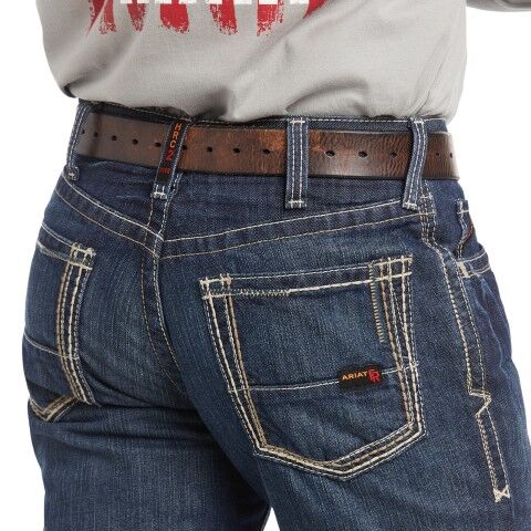 Ariat Men's FR M4 Relaxed Boundary Boot Cut Jean in Shale