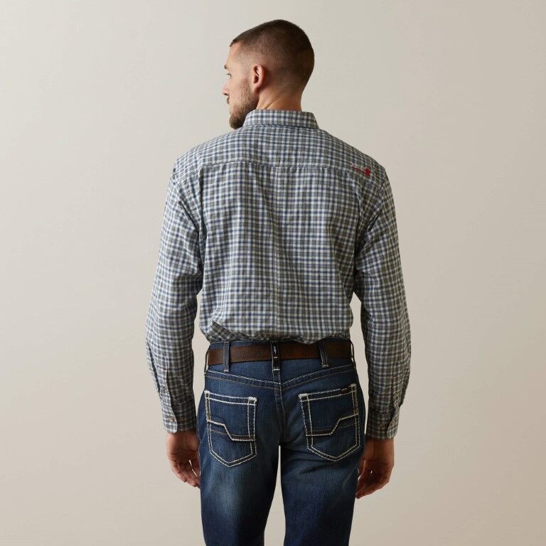 Ariat Men's FR Plaid Featherlight Work Shirt in Clear Sky Plaid