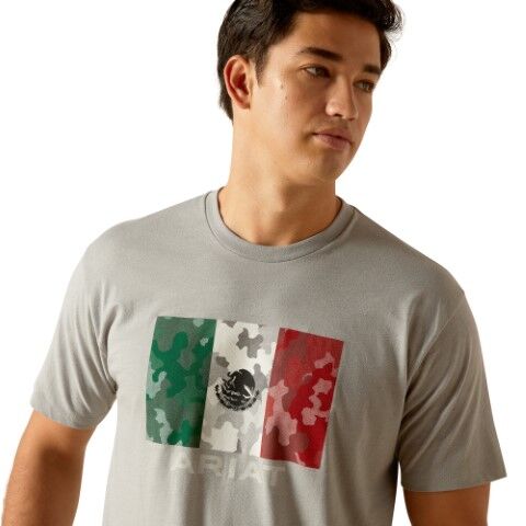 Ariat Men's Ariat Mexico Camo Flag T-Shirt in Stone Heather