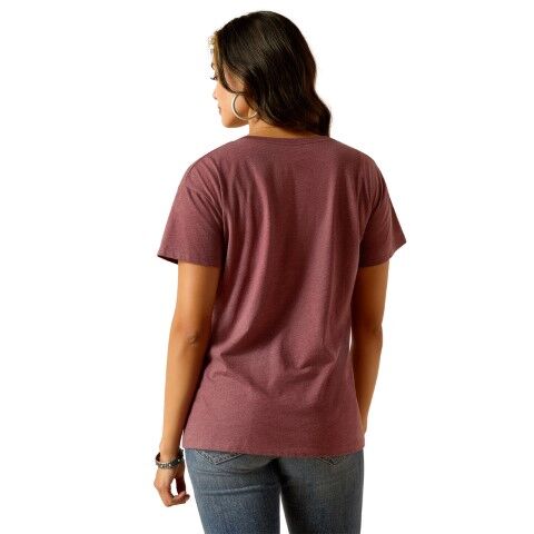 T-shirt Femme Ariat American West - Manches Courtes, Coupe Relaxed - Burgundy Heather - Neuf Avec étiquettes