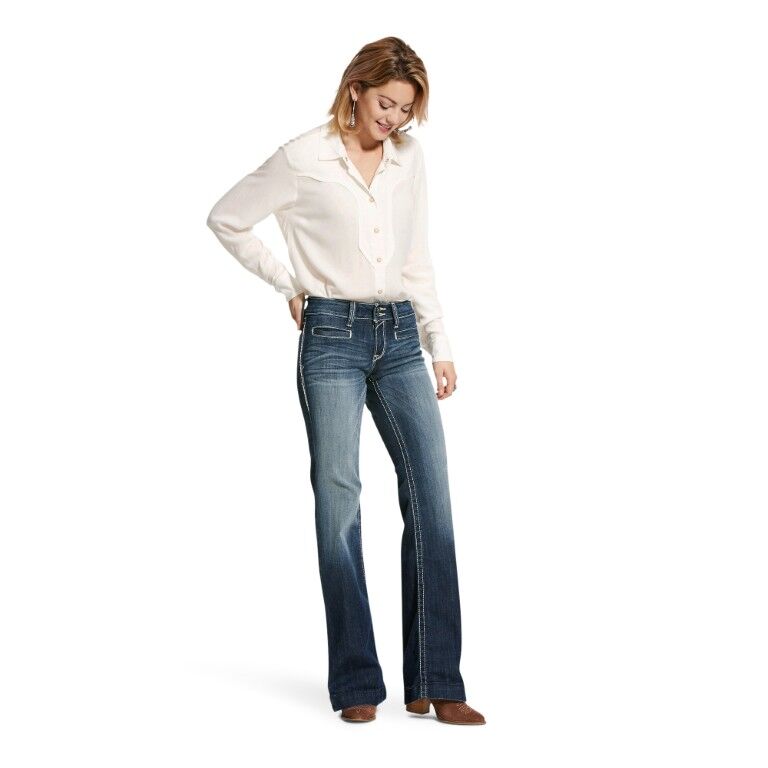 Ariat Women's Trouser Mid Rise Stretch Entwined Wide Leg Jean