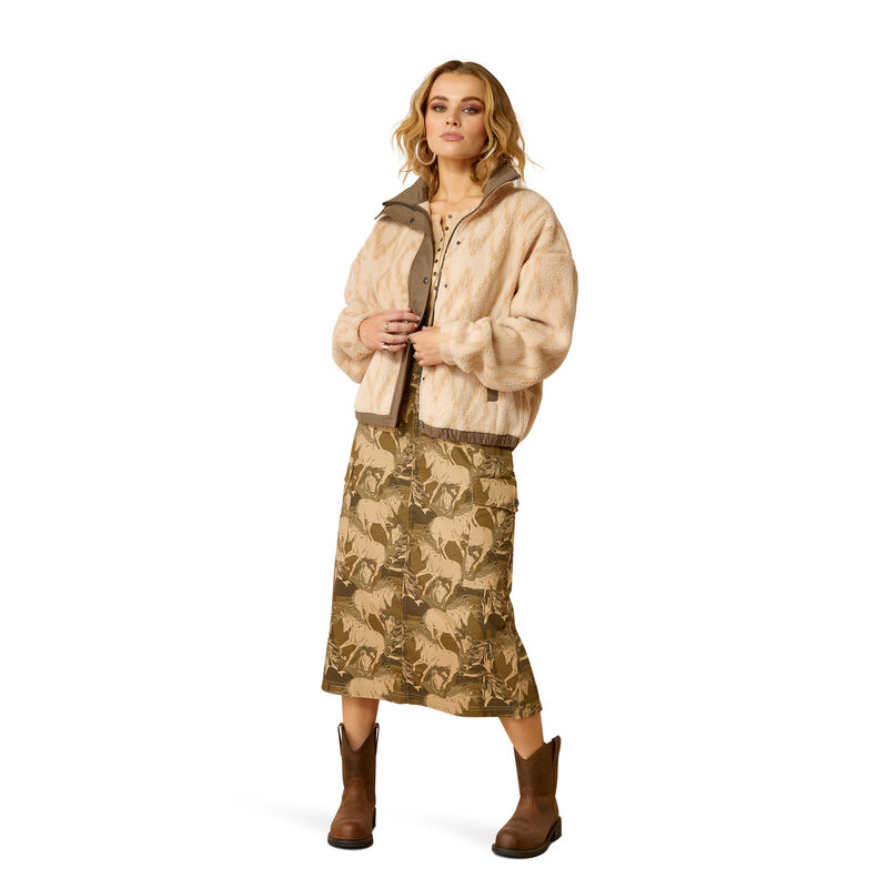Ariat Women's Sherpa Blocked Jacket in Tonal Sand Print