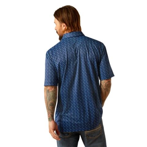Ariat Men's All Over Print Polo in Blue Depths