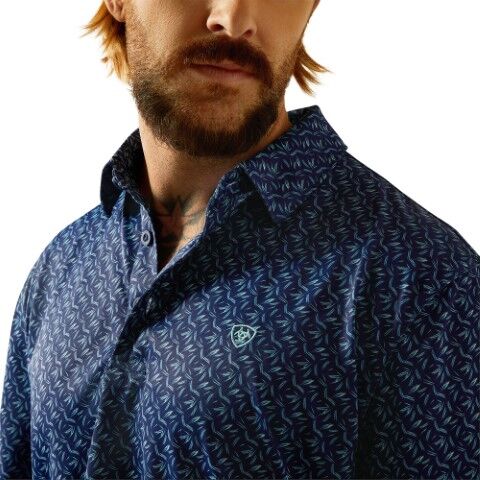 Ariat Men's All Over Print Polo in Blue Depths