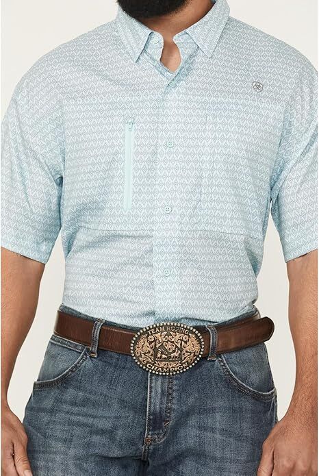 Ariat Men's VentTEK Outbound Classic Fit Shirt in Aqua