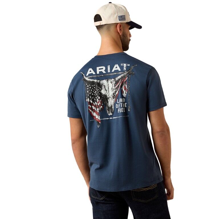 Ariat Men's Longhorn Skull Land Of The Free T-Shirt