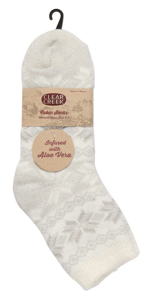 Clear Creek Women's Cabin Socks in Marshmallow Snowflake