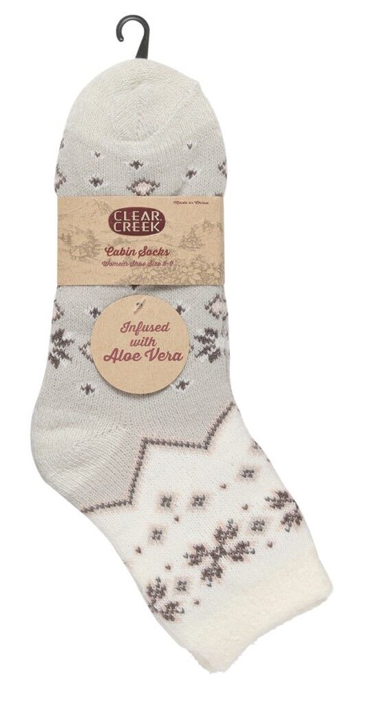 Clear Creek Women's Cabin Socks in Marshmallow Snowflake