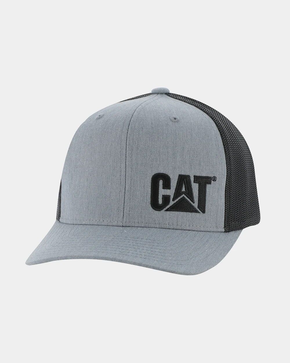 CAT Men's Flexfit CAT Trademark Trucker Hat in Heather Grey