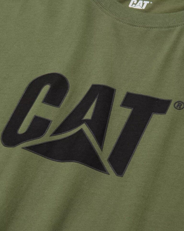 CAT Men's Trademark Logo Short Sleeve T-Shirt in Chive