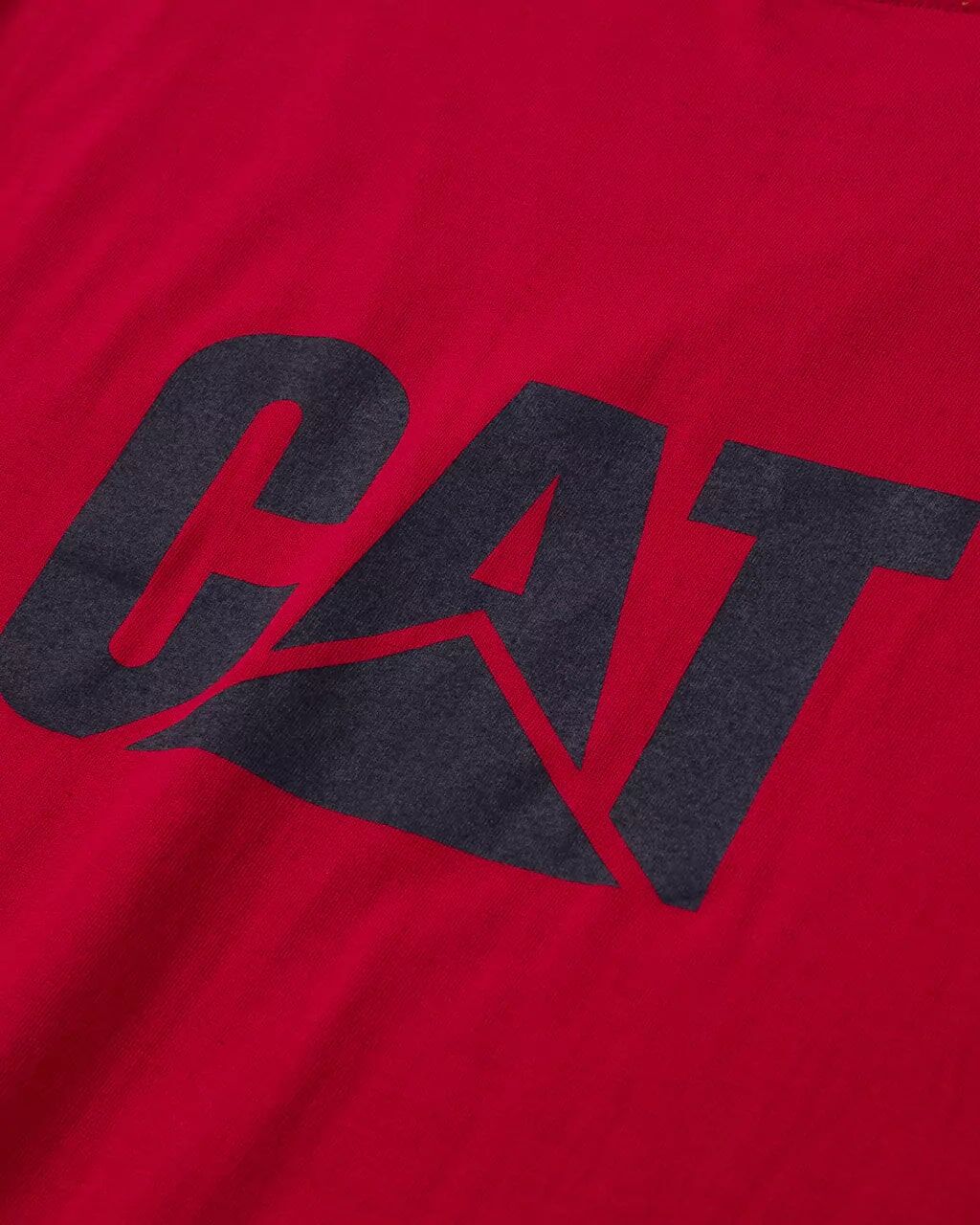 CAT Men's Trademark Short Sleeve T-Shirt in Hot Red Eclipse