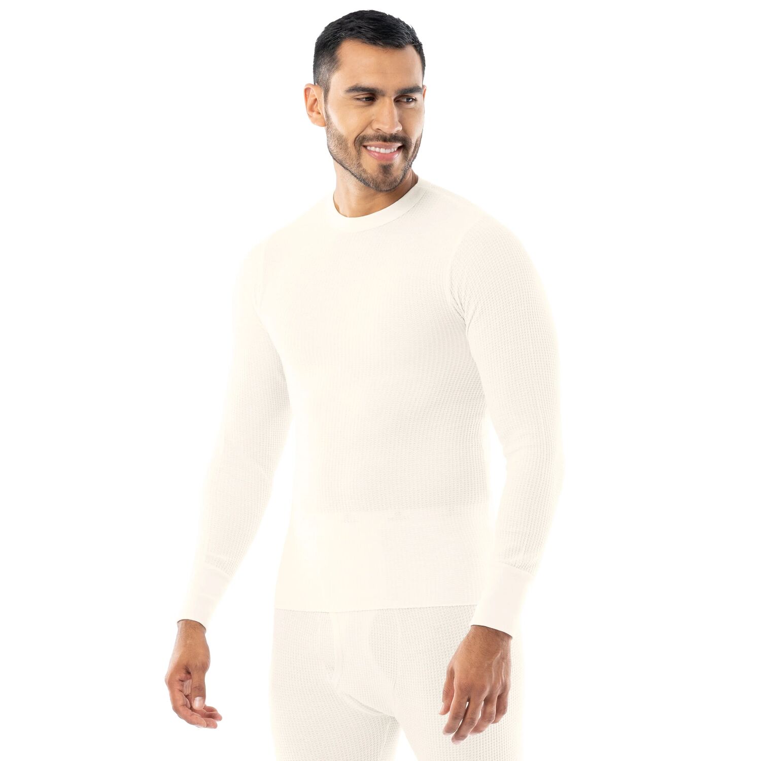 Indera Mills Men's Traditional Waffle Crew in Natural