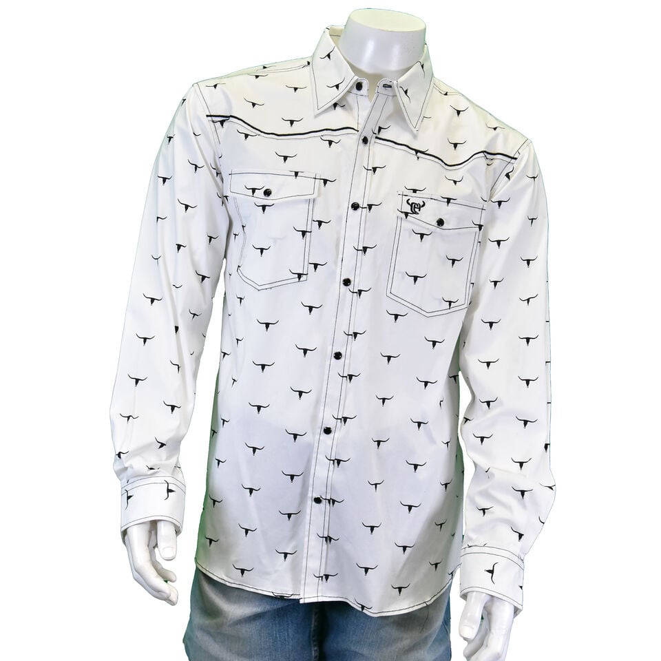 Cowboy Hardware Men's Scattered Skull Long Sleeve Snap Shirt
