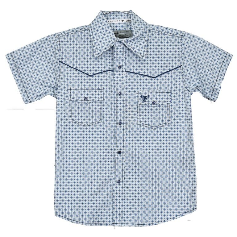 Cowboy Hardware Boy's Diamond Floral Print Short Sleeve Button Up Shirt