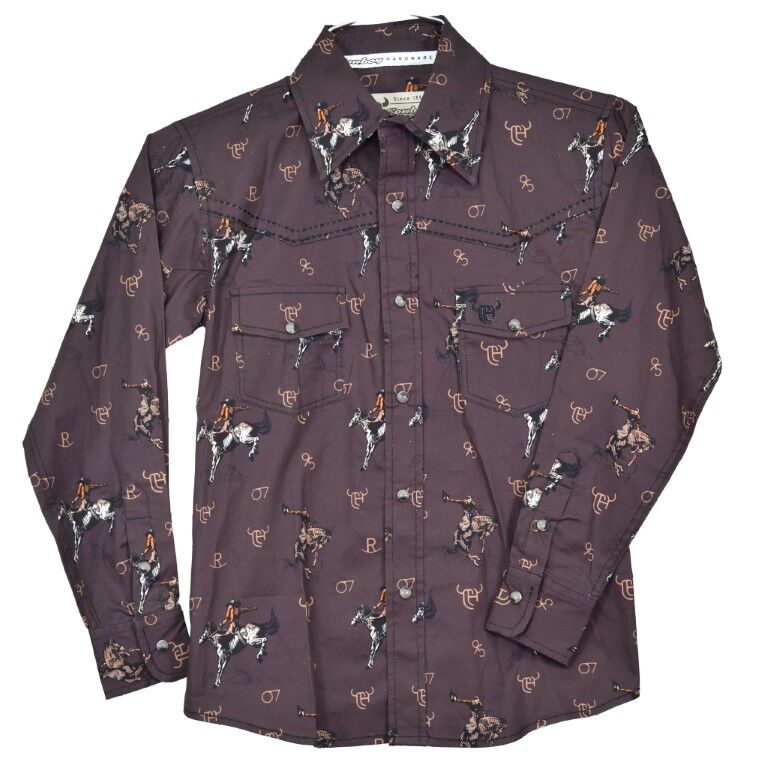 Cowboy Hardware Toddler Boy's Vintage Bronco Print Long Sleeve Shirt