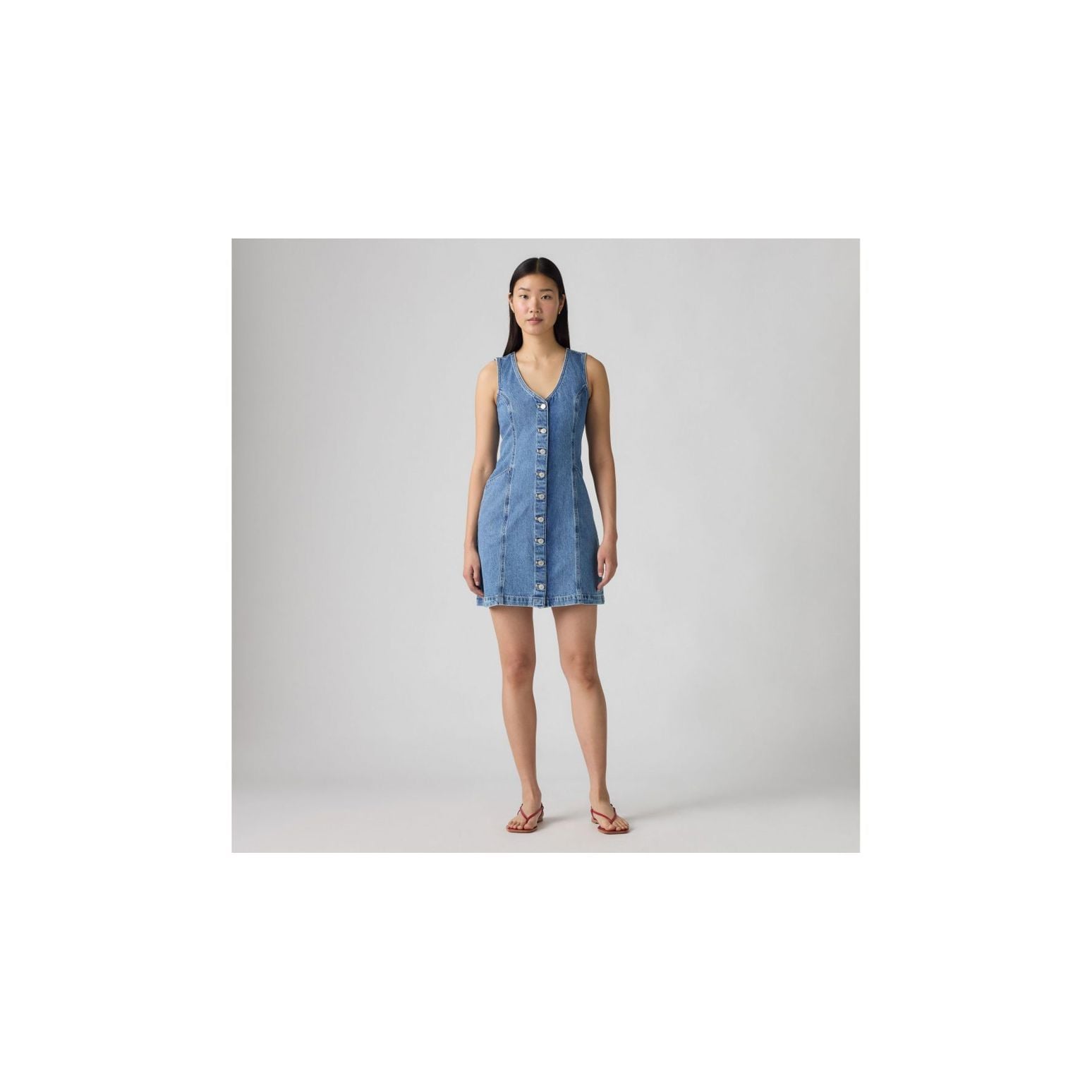 women's vianna denim button-front vest dress Levi's Womens Vianna Vest Dress Women's Dress Capturing Moments : XS