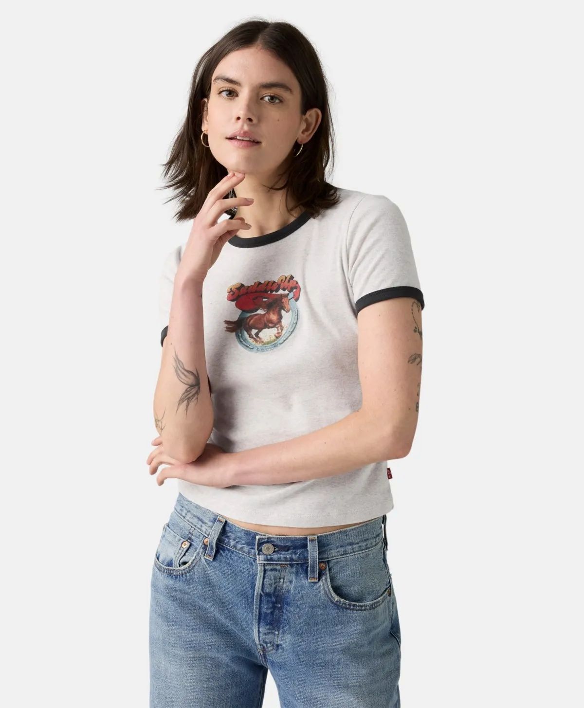 Levi's Women's  Graphic Ringer Rickie Polo