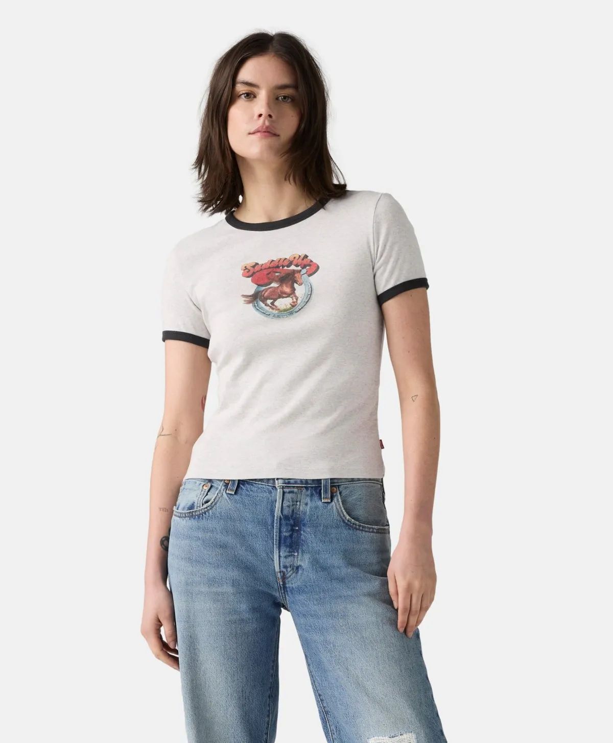 Levi's Women's  Graphic Ringer Rickie Polo