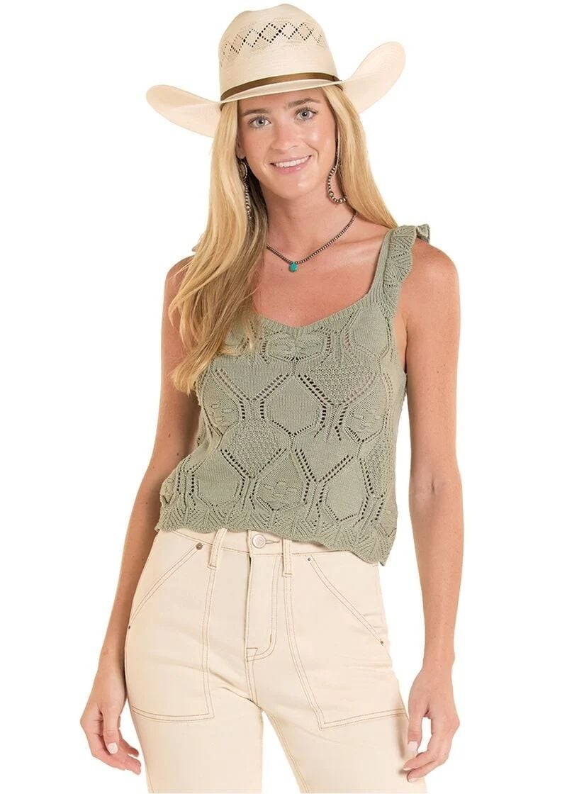 Rock & Roll Denim Women's Eyelet Sweater Top