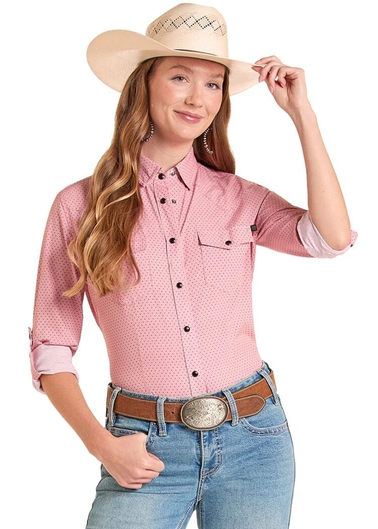 Rock & Roll Denim Women's TEK Western Mini Dot Long Sleeve Shirt