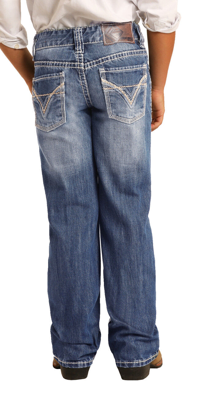 Rock & Roll Denim Kids' Regular Fit BB Gun Bootcut Jeans in Medium Vintage Wash