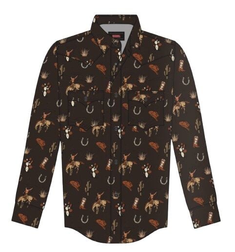 Rock & Roll Denim Boy's Novelty Print Long Sleeve Snap Shirt