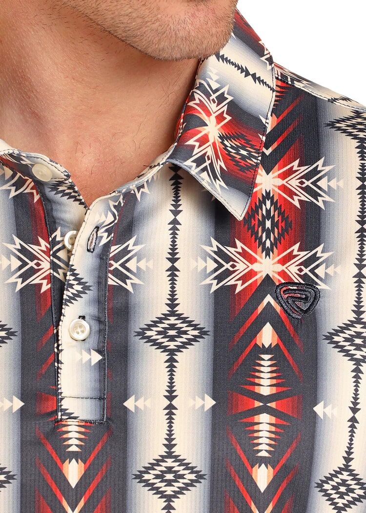 Rock & Roll Denim Men's Aztec Striped Polo Shirt