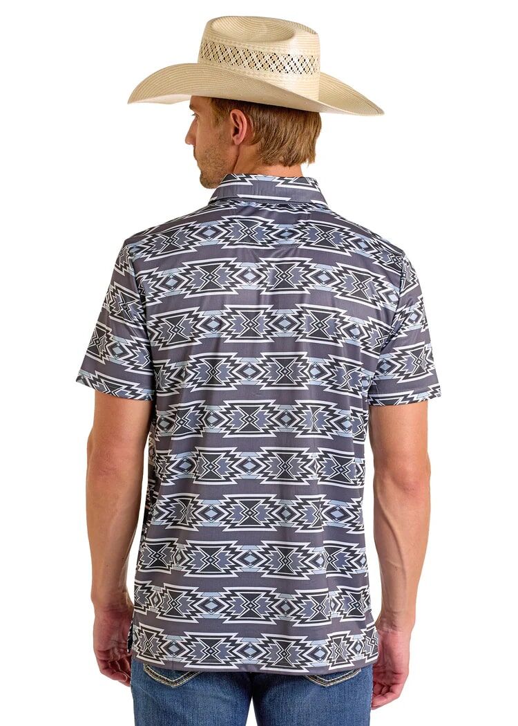 Rock & Roll Denim Men's Striped Aztec Polo