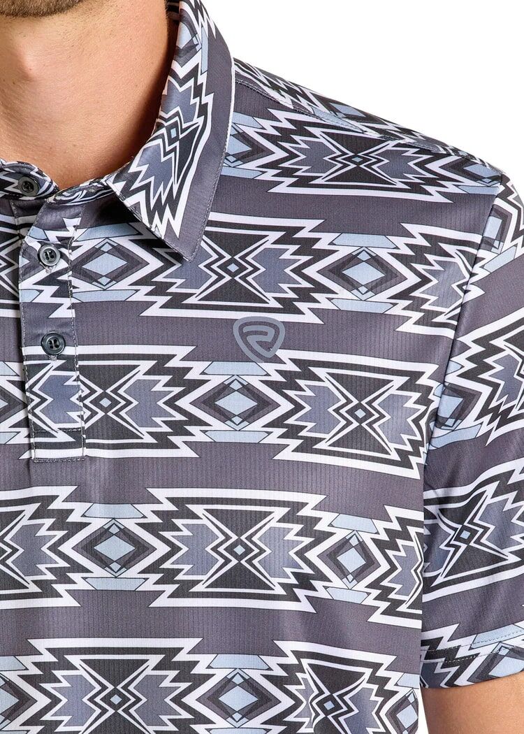Rock & Roll Denim Men's Striped Aztec Polo