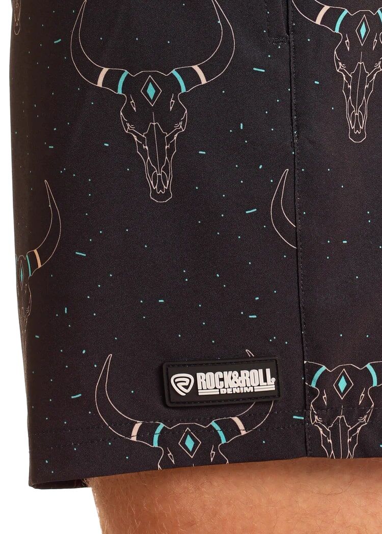 Rock & Roll Denim Men's Longhorn Print Volley Swim Short