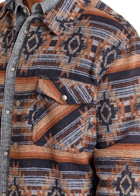 Rock & Roll Denim Men's Aztec Striped Jacquard Shirt Jacket 
