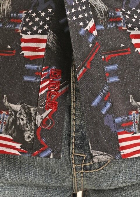 Rock & Roll Denim Men's Dale Brisby Americana Print Short Sleeve Snap Shirt