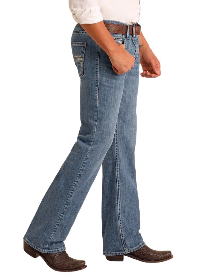 Rock & Roll Denim Men's Regular Fit Two-Tone Stackable Bootcut Jeans