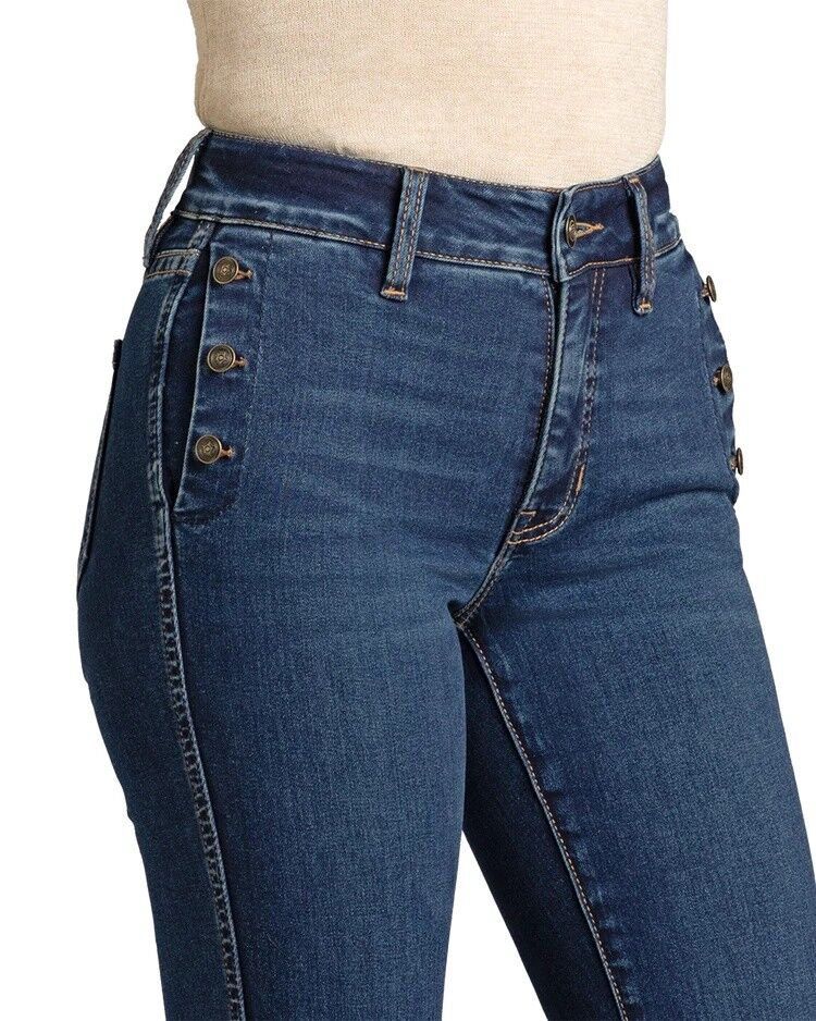 Rock & Roll Denim Women's High Rise Side Pocket Button Bootcut Jeans