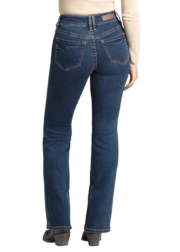 Rock & Roll Denim Women's High Rise Side Pocket Button Bootcut Jeans