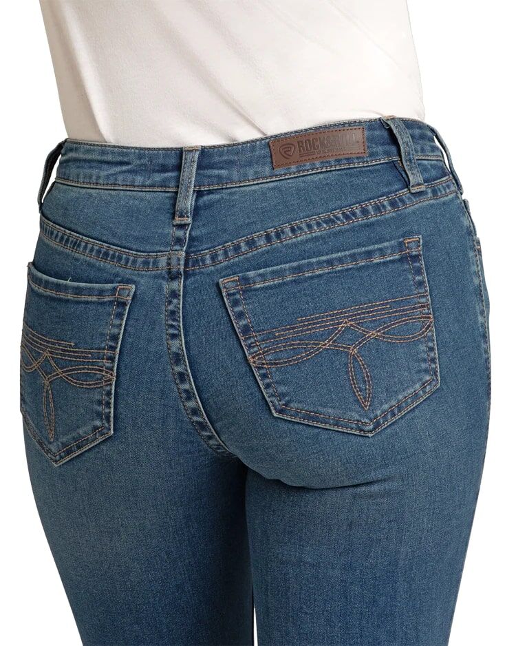 Rock & Roll Denim Women's Mid Rise Boot Stitch Bootcut Jeans