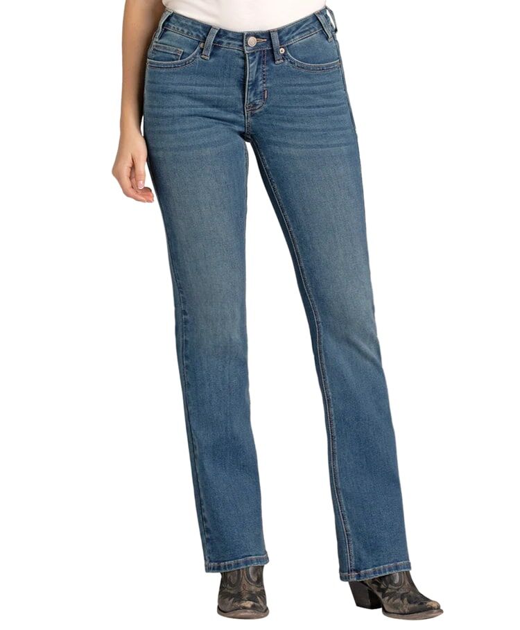 Rock & Roll Denim Women's Mid Rise Boot Stitch Bootcut Jeans
