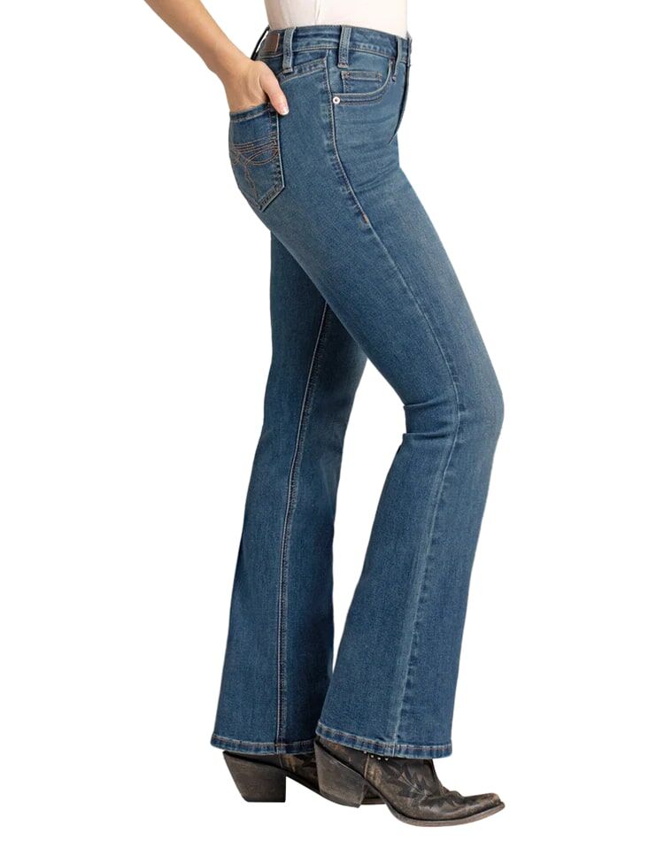 Rock & Roll Denim Women's Mid Rise Boot Stitch Bootcut Jeans