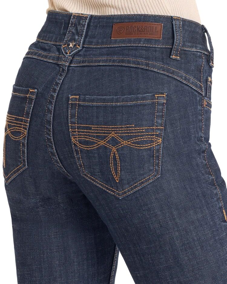 Rock & Roll Denim Women's Mid Rise Boot Stitch Trousers