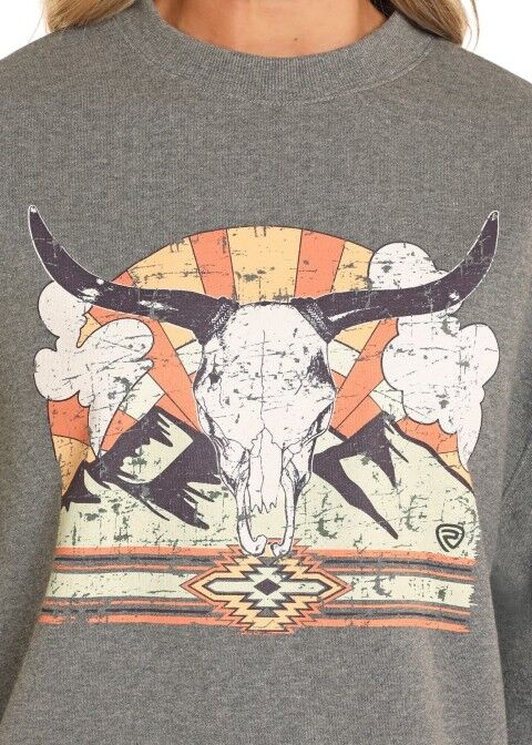 Rock & Roll Denim Women's Longhorn Oversize Sweatshirt