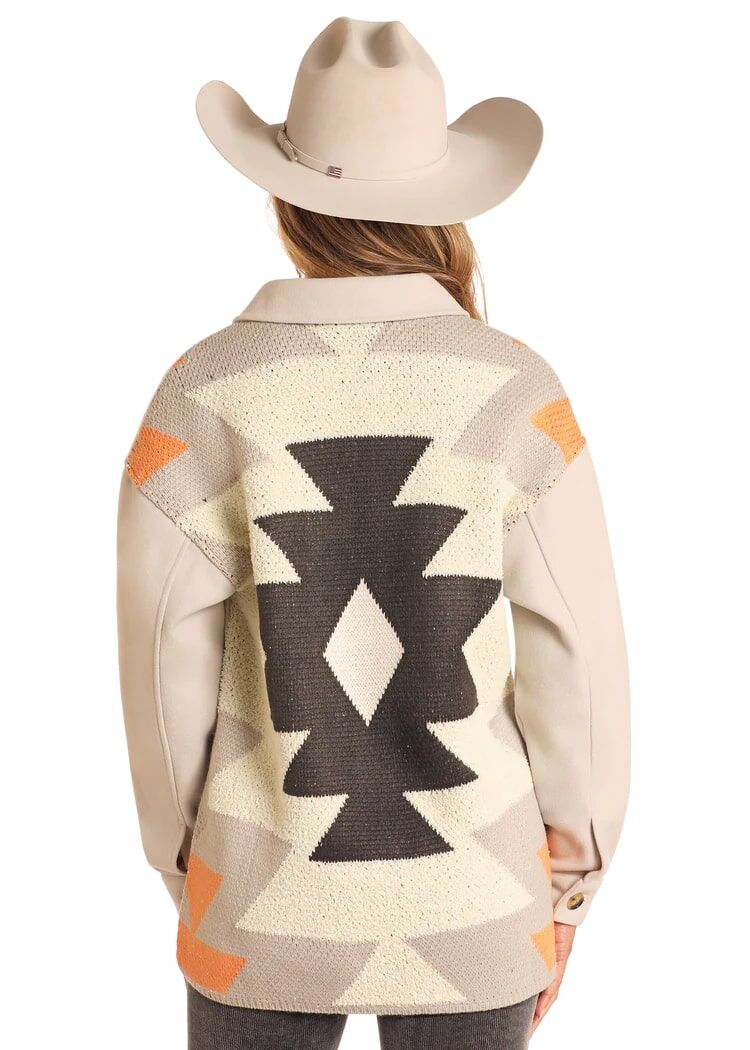 Rock & Roll Denim Women's Aztec Knit Shirt Jacket