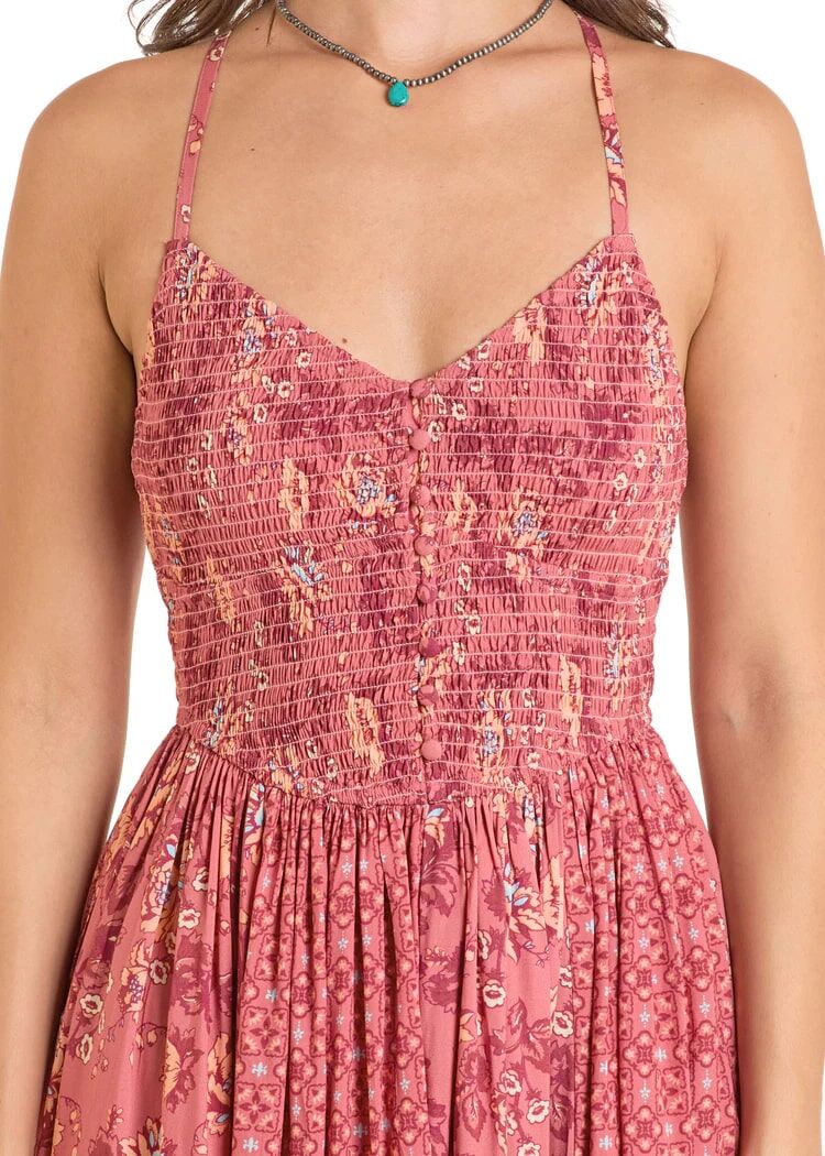 Rock & Roll Denim Women's Mixed Print Maxi Dress