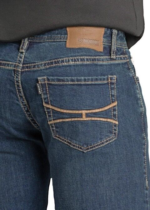 Rock & Roll Denim Men's Hooey Slim Fit Leather Embroidered Straight Leg Jean