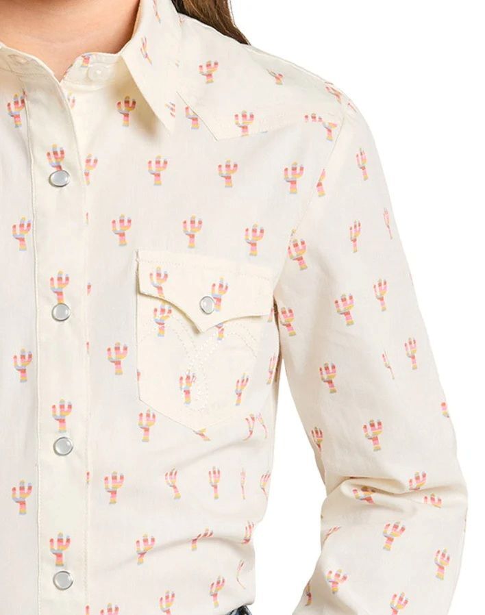 Panhandle Slim Girl's Cactus Long Sleeve Snap Shirt